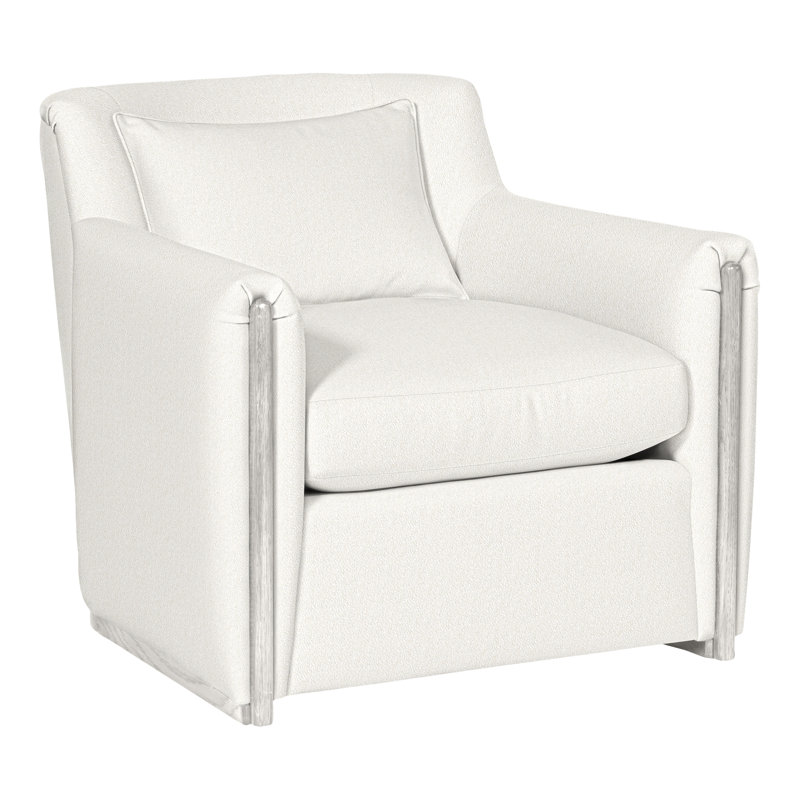 Thom Filicia Home 32.5" Wide Upholstered Armchair, Kennelly Snow Polyester Blend, Casa Blanca