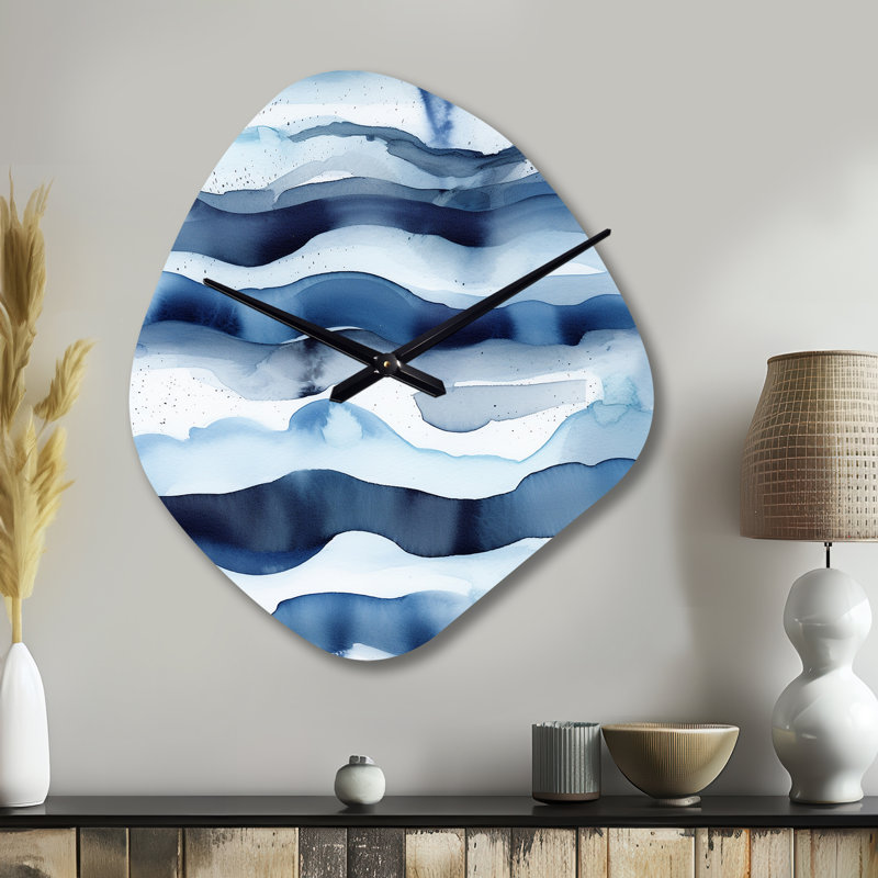 Horloge murale abstraite, vagues bleues classiques II - Fractales, horloge murale, Petit