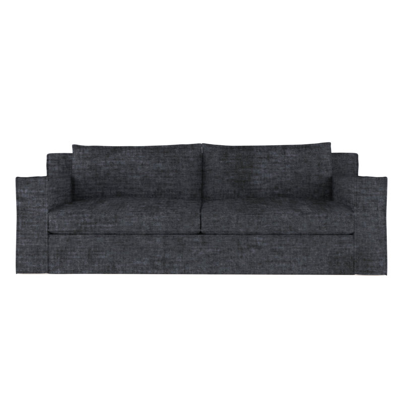 Causeuse Mulberry, H 33 po x l 72 po x p 45 po, Velours écrasé graphite, Patiné