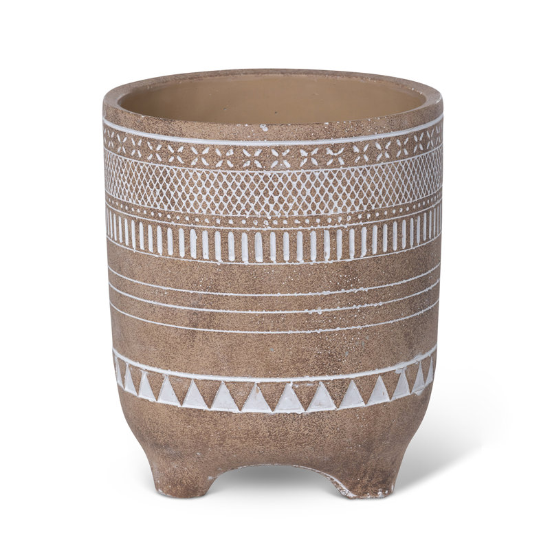 Rustic Modern Ceramic Pot Planter, 9.5" H x 8.5" W x 8.5" D