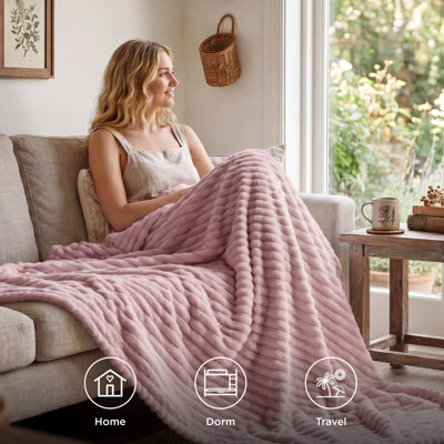Bedsure Throw Flannel Fleece Blanket for Girls, 300 GSM Soft and Cozy Blanket for Dorm & Home Decor, Pink, All-Season Gift