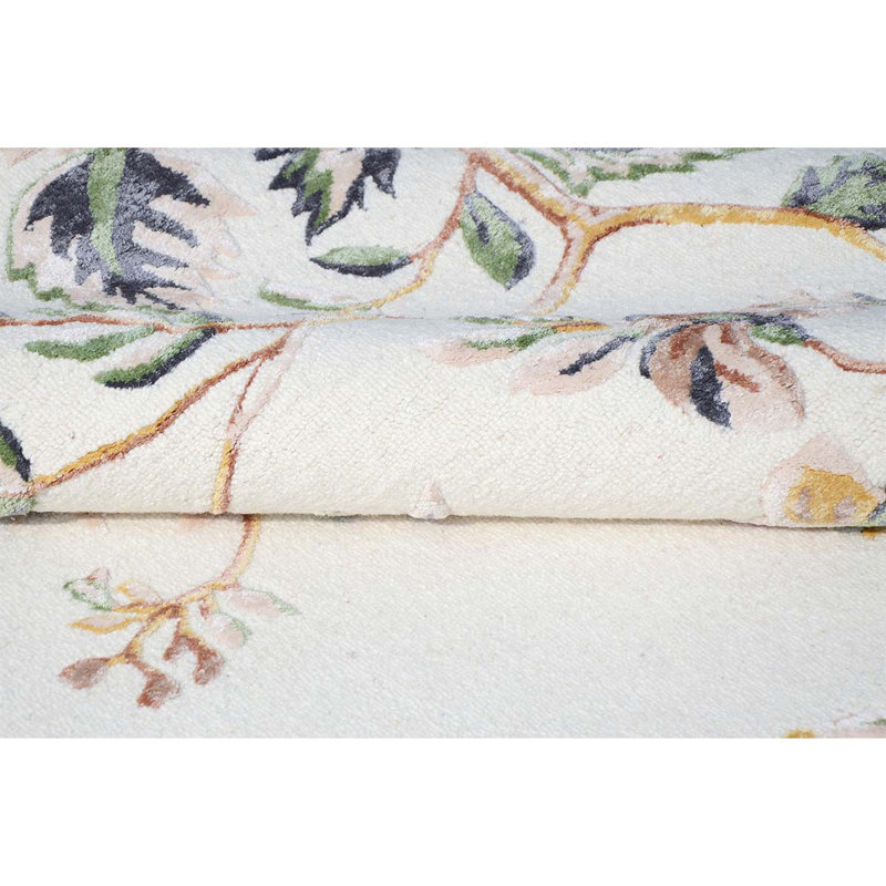 Floral Area Rug in Ivory, Rectangle 2' x 3'