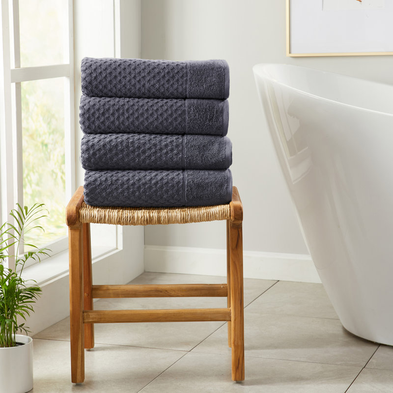 Ensemble de serviettes 100% coton ultra doux et absorbant, Bleu pierre, Serviettes de bain - paquet de 4