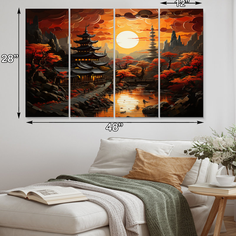«China Art Dynastic Echoes V», reproduction d'art mural chinois - 4 panneaux