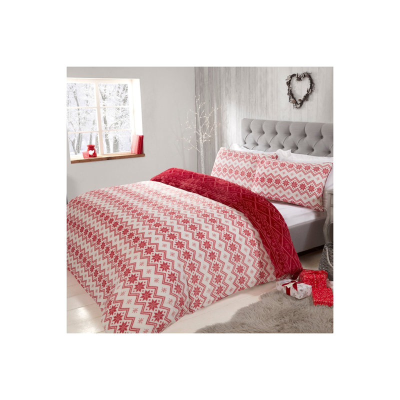 Brough Classic Polyester No Pattern Duvet Cover with Pillowcases, Red, Double - 2 Standard Pillowcases