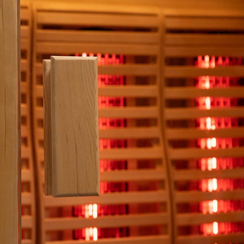 2 Person Full Spectrum Infrared & Traditional Steam Hybrid Indoor Sauna, Canadian Hemlock, 195°F Steam+149°F Far Infrared, 3.5KW Stove, 6 IR Heater, Oxygen Bar, Bucket, Scoop, Curved Backrest, 220V