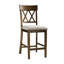 Chaises en chêne de hauteur comptoir (de 2), dossier double croisé, siège rembourré 2, placage, croix sereine-1891231118