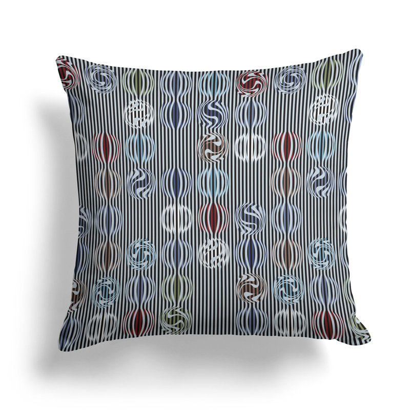 Coussin décoratif géométrique Gridscape, Bleu/rouge, H 26 po x l 26 po