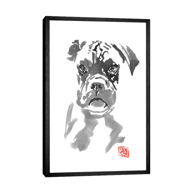 Bulldog by Péchane - Print on Canvas, Black Framed, 66.04 cm H x 45.72 cm W
