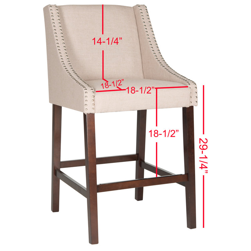 Norah Upholstered Counter Stool with Solid Wood Frame, Taupe