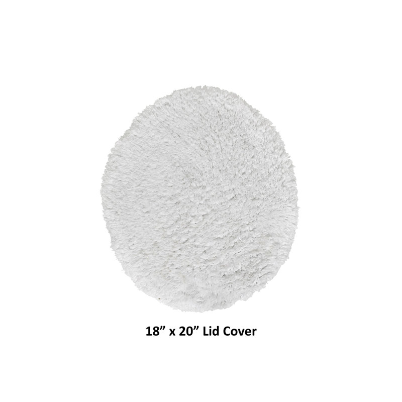 Lux Collection Premium 100% Cotton Extra Soft & Machine Washable Tufted Elongated Toilet Lid Covers, 18” x 20”, White