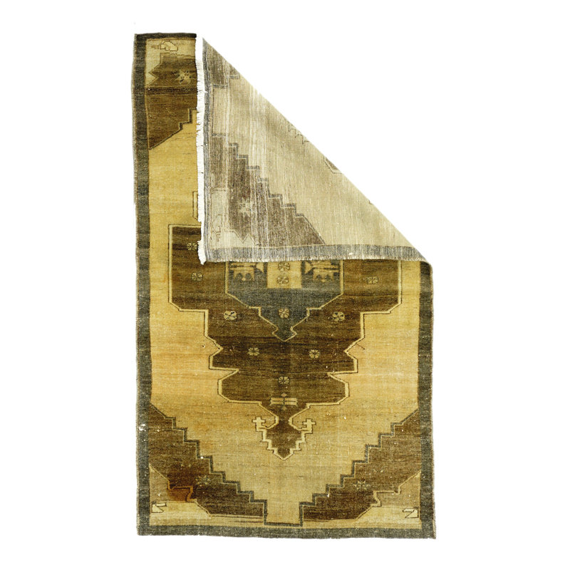 Tapis vert clair en laine noué à la main de conception unique 3 pi 7 po x 6 pi 3 po