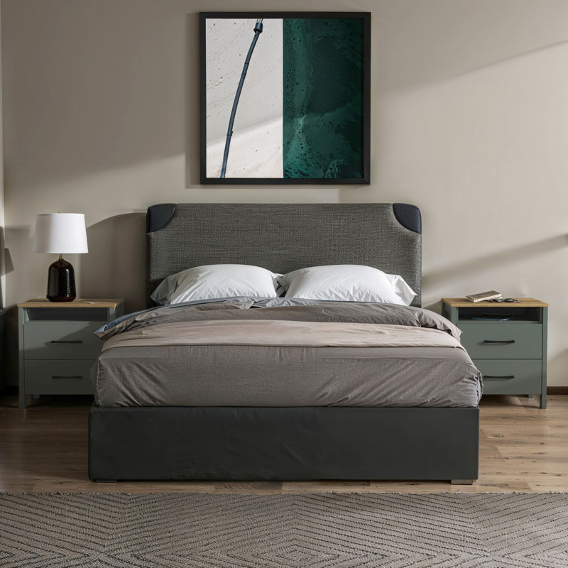 Allysyn 22.7" 2 Drawer Nightstand, Kale Green/Reviera Eichi, Individual