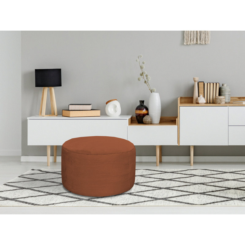72cm Wide Circle Pouffe Ottoman, Orange