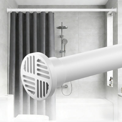 No-Twist Shower Curtain Rod, 42–82 Inch Heavy Duty Tension Rod With Lock-In Stability, No Drill, Spring-Loaded Non-Slip Secure Hold For Bathroom, Window, Closet, 1.26" Diameter, White