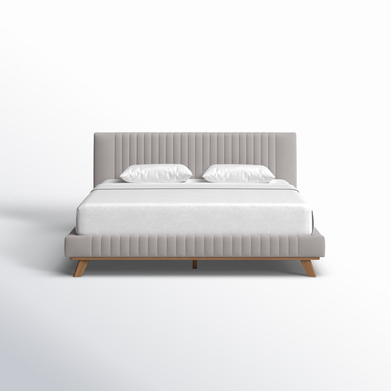 Lit plateforme tapissier Sven, Taupe, Très grand