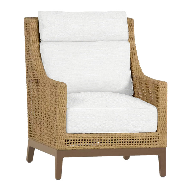 Peninsula Woven Lounge Chair, Rollo Lace, No welt + Standard fill, Light Raffia/Natural Sandalwood