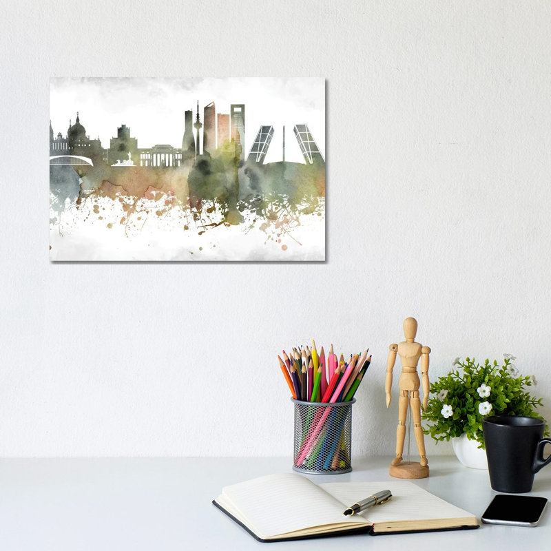 Madrid Skyline by WallDecorAddict - Wrapped Canvas Print, 20.32 cm H x 30.48 cm W