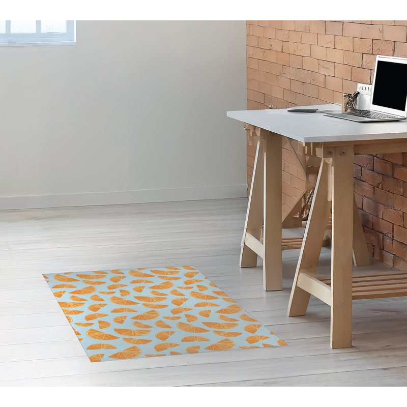 Tapis de bureau léger Summer Oranges, L 36 po x P 60 po, Bleu nuage