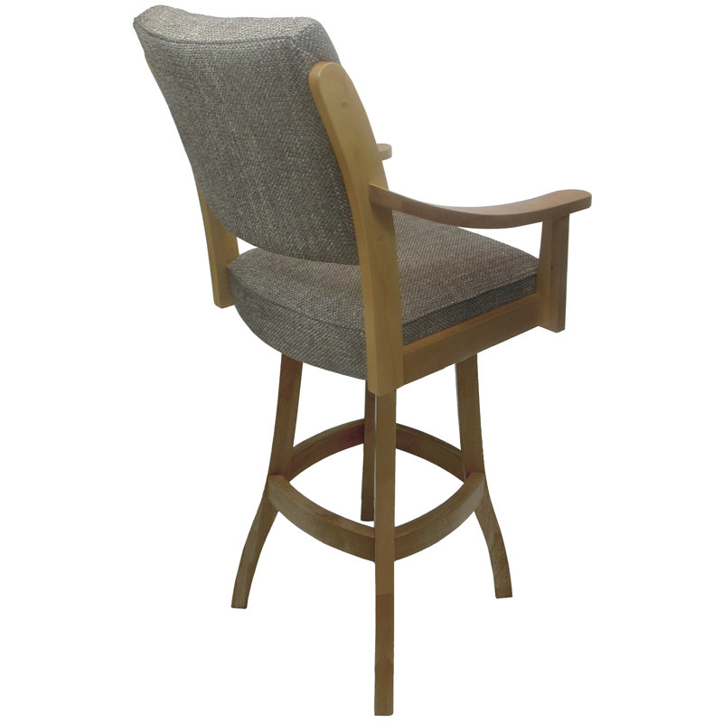 Tabouret pivotant en bois Fondren, Polyester gris / cadre naturel, Extra Tall (34" Seat Height)