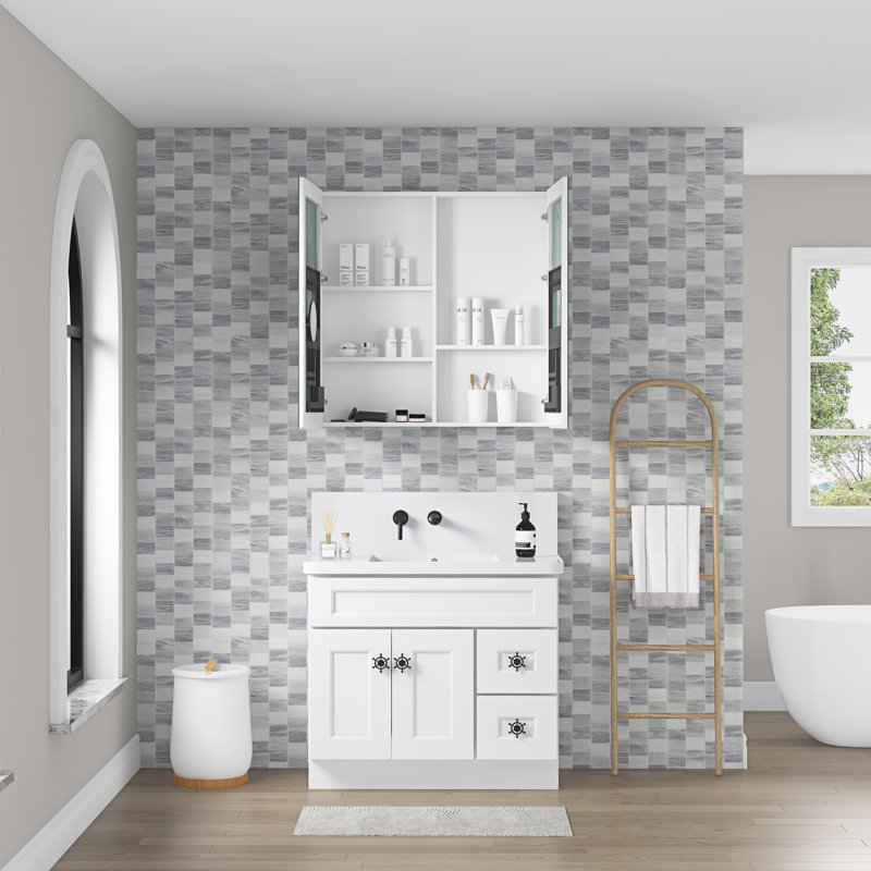 Armoire à pharmacie de salle de bain avec miroir à bords biseautés et l 36 po x H 36 po