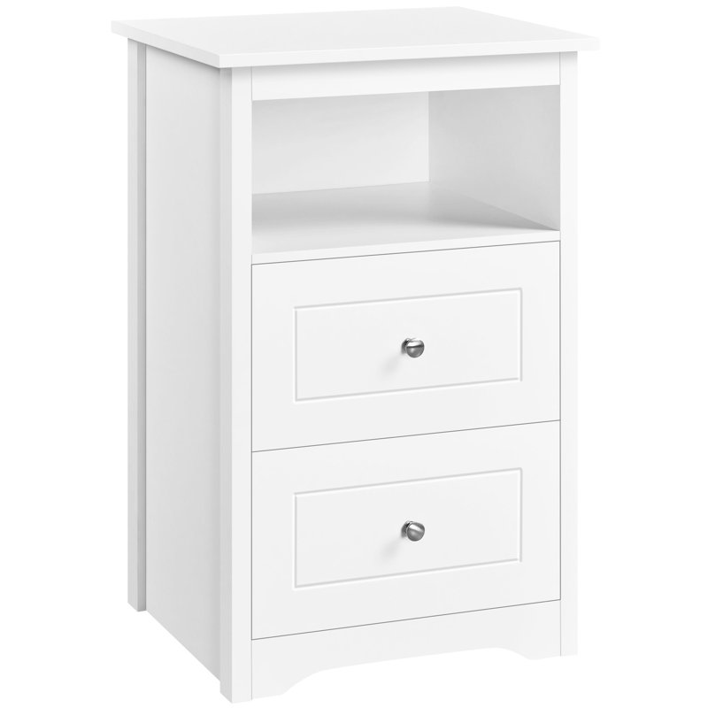 2 - Drawer End Table, White