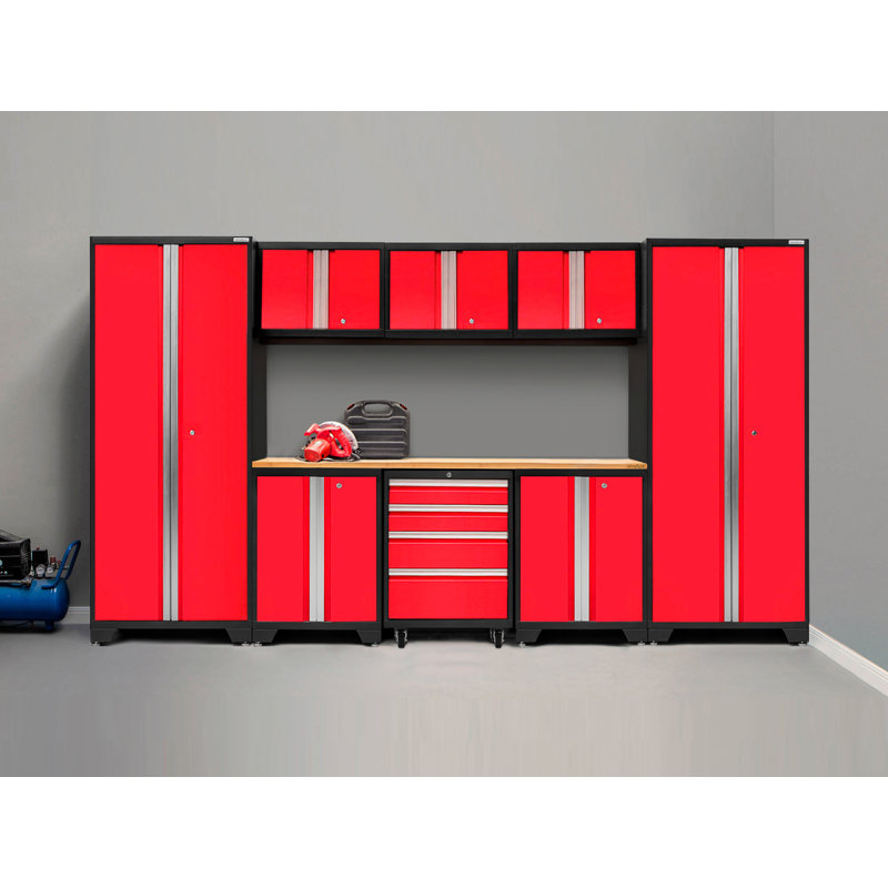 Armoire de rangement Bold Series, Rouge, Bambou, Eight Cabinets