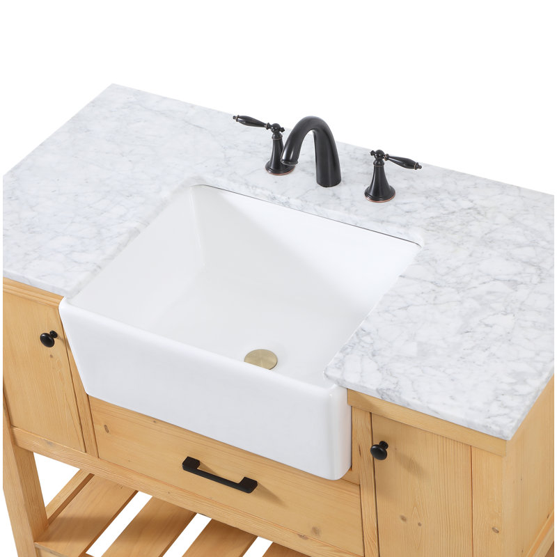 Ensemble de meuble-lavabo simple 42 po Pelaghia, Bois naturel