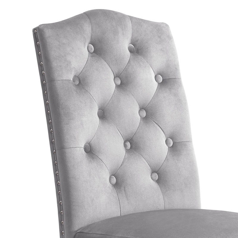Chaise de salle à manger rembourrée Miroir, Gris clair