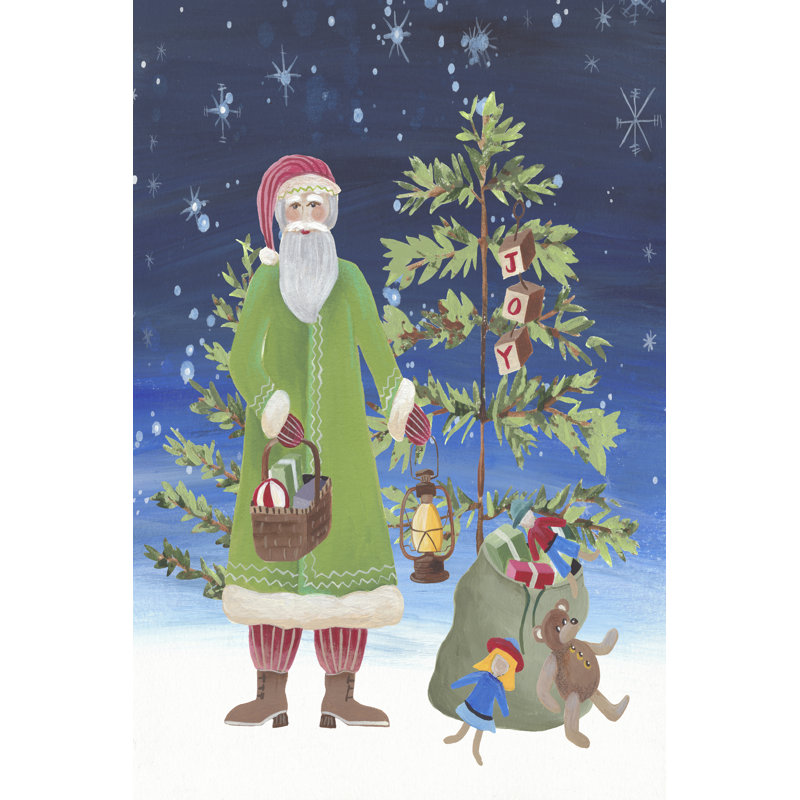 Folksy Father Christmas II 1 Piece Wrapped Canvas Painting, 91cm H x 61cm W