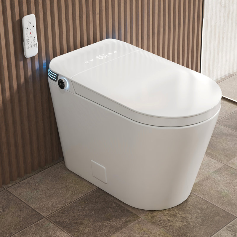 Toilette intelligente Breezebath ADA avec réservoir intégré, chasse automatique à pompe 1,06 GPF, couvercle à ouverture / fermeture automatique, siège chauffant, bidet à eau chaude, séchoir à air et télécommande