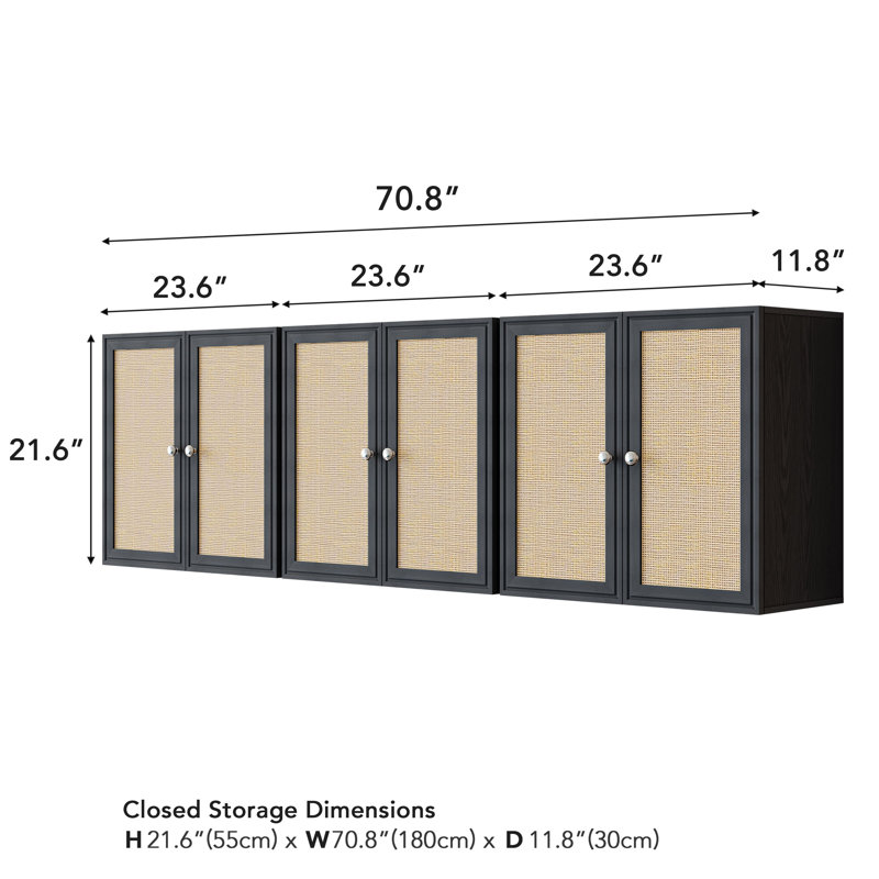 72" Laundry Wall Amount Cabinet, Black