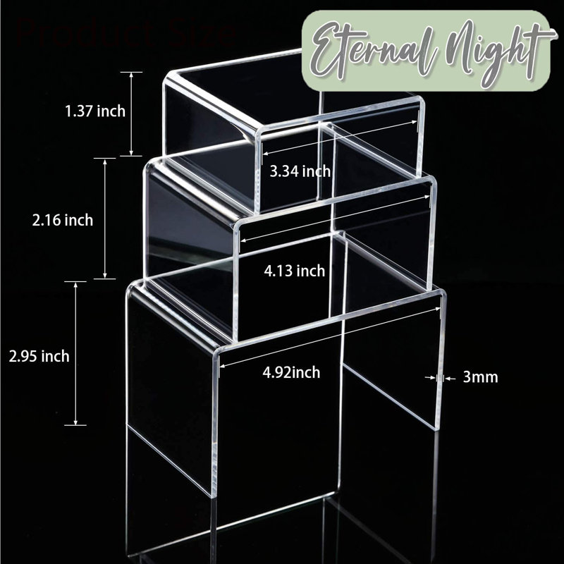 Ensemble de comptoir en acrylique 6 pièces Risers, H 2,95 po x l 4,92 po x P 3,14 po, Transparent