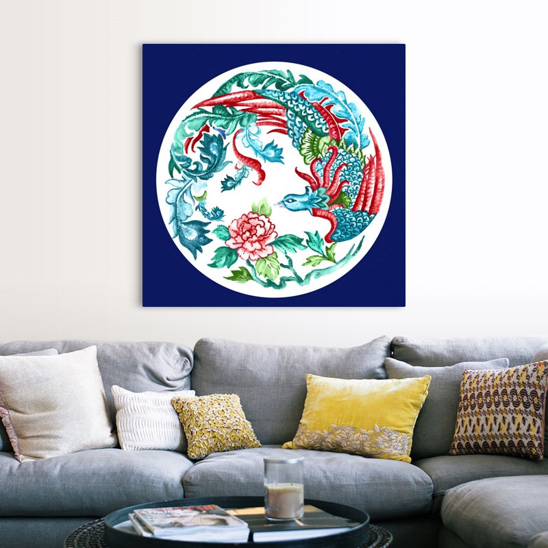«Peacock in the Garden» par Eva Watts - reproduction d'art, H 48 po x l 48 po x P 1,25 po, Toile tendue