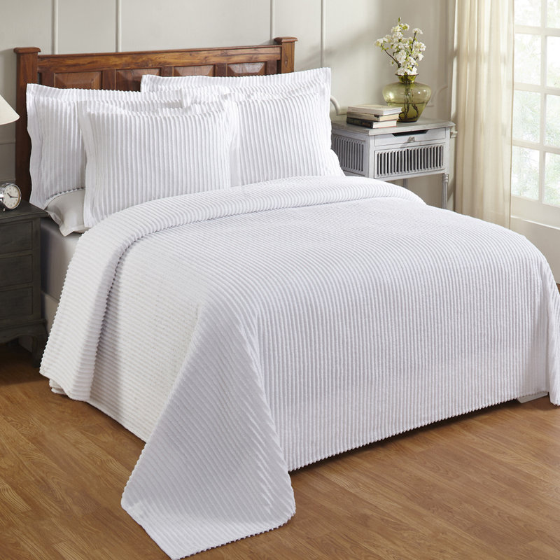 Jullian 100% Cotton Chenille Tufted - Classic Stripe Bedspread Soft & Cozy Bedding for All Seasons, Machine Washable Coverlet