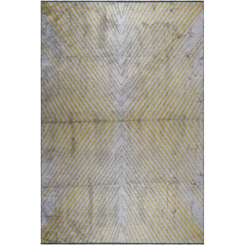 Rapture Gray/Yellow Luxury Area Rug, Rectangle 7'10" x 11'2"