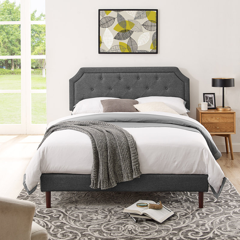 Tilson Upholstered Platform Bed, Gray, Twin