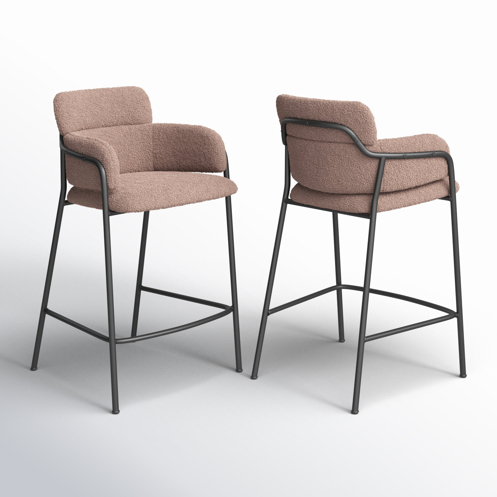 Kidman Upholstered Counter Stool, Counter Stool (26" Seat Height), Brown