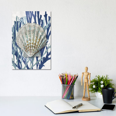 Shell Coral Aqua Blue IV- Gallery-Wrapped Canvas Giclée