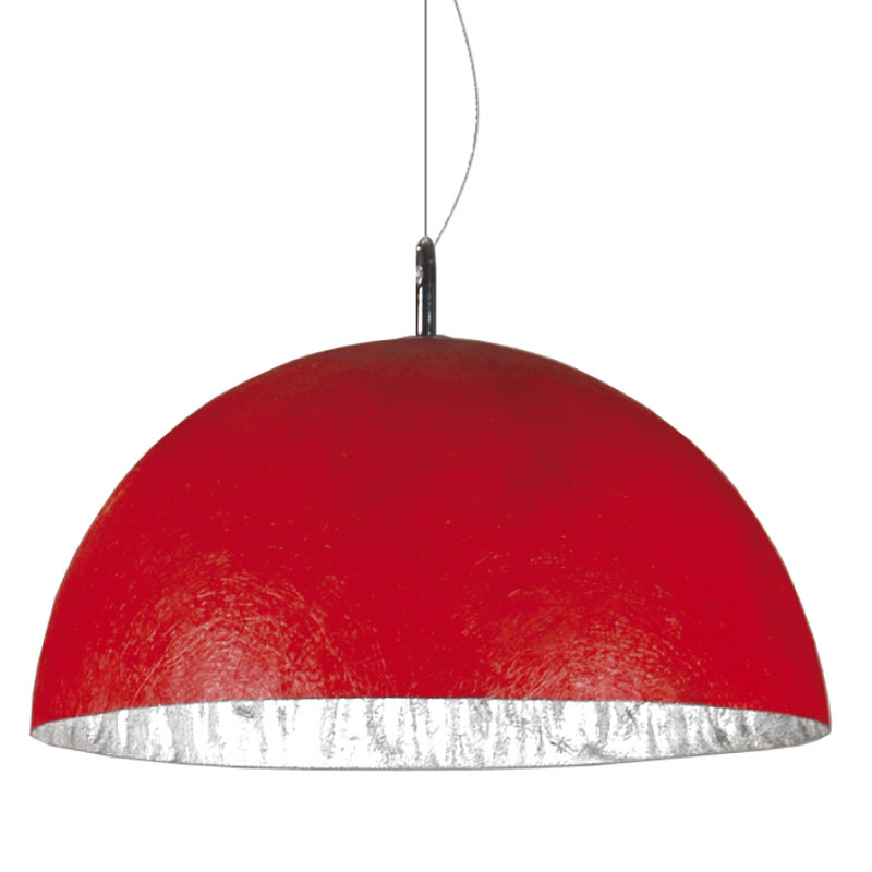 Boggs 1 - Light Bowl Pendant, 55cm diameter, Red/Silver