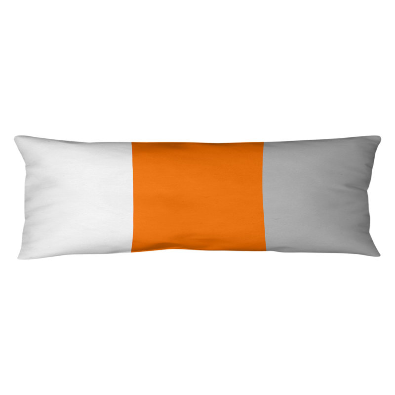 Oreiller pour le corps à rayures en polyester / polyester, Pistolet Oklahoma, Blanc / milieu orange