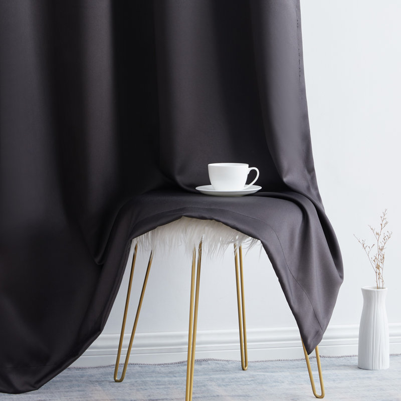 Solid Max 100% Blackout Thermal Grommet Curtain Panels, Jet Black, 52" W x 108" L