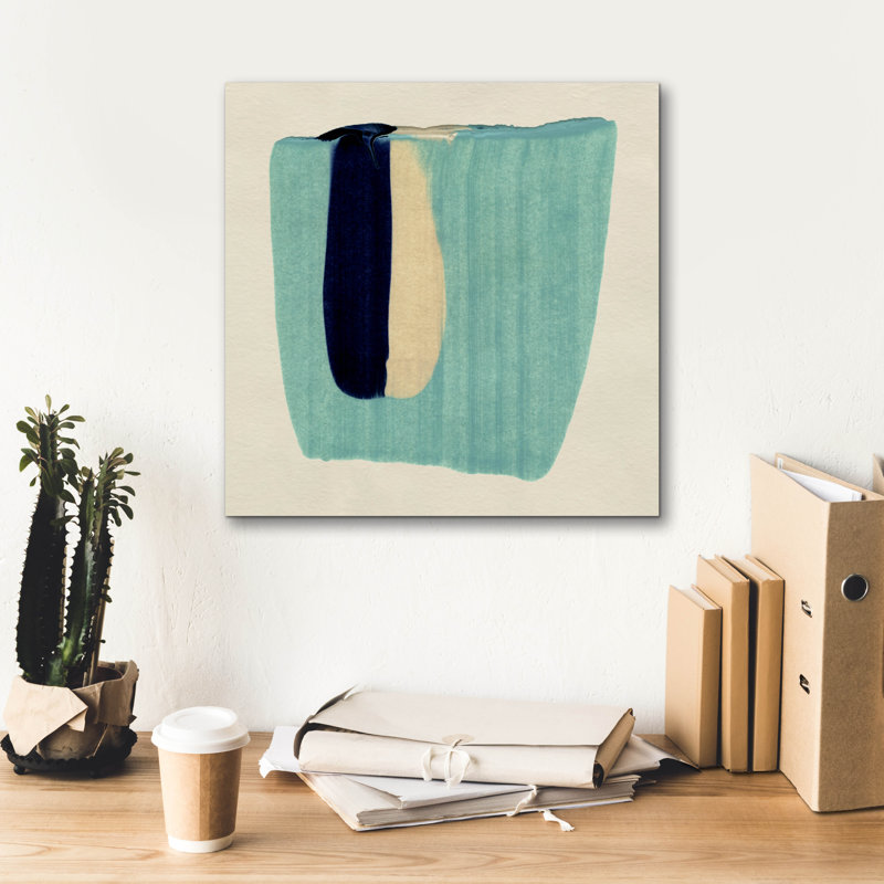  «Teal Swipe 2» par Emma Caroline, art mural sur toile, 18 po x 18 po