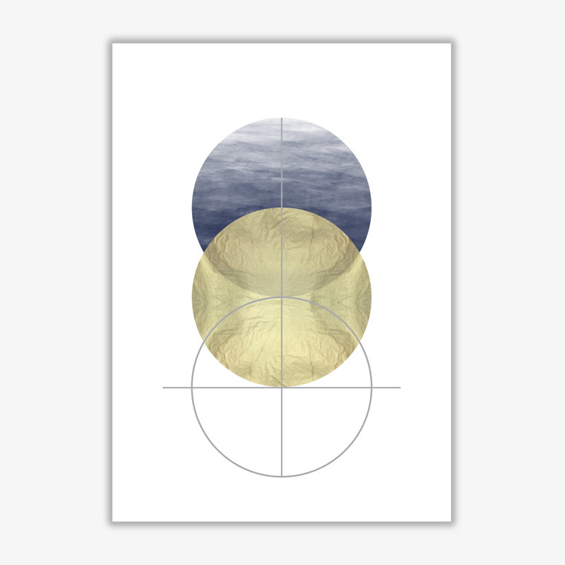 Navy And Gold Abstract Circles - Print, No Frame, 42 cm H x 30 cm W x 1 cm D