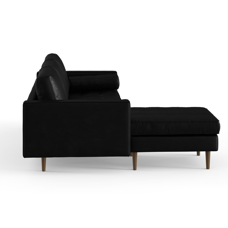 Canapé et méridienne réversible en cuir Vegan, Cuir vegan noir minuit