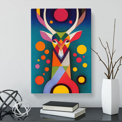 Deer in Colour Abstract - Wrapped Canvas
