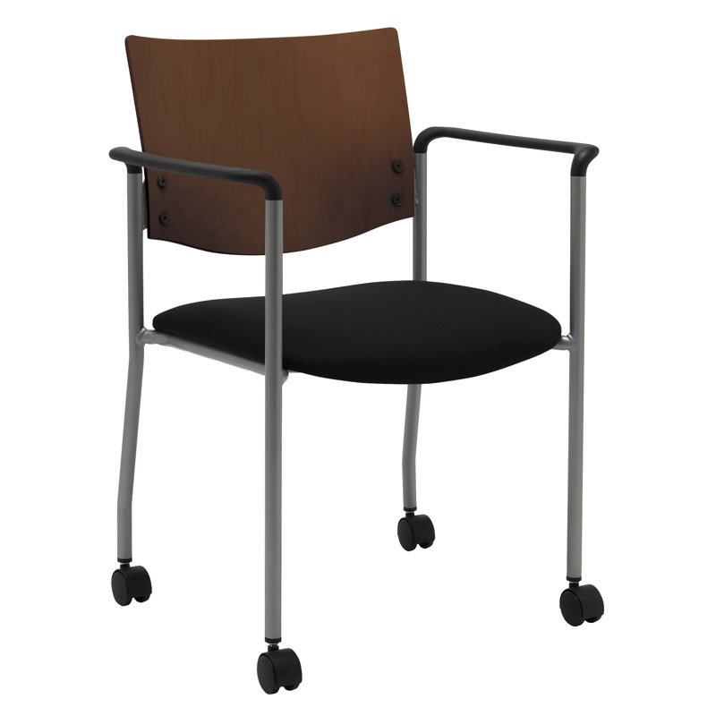 Chaise de salle d'attente empilable avec cadre en bois Evolve, Chocolat, Noir