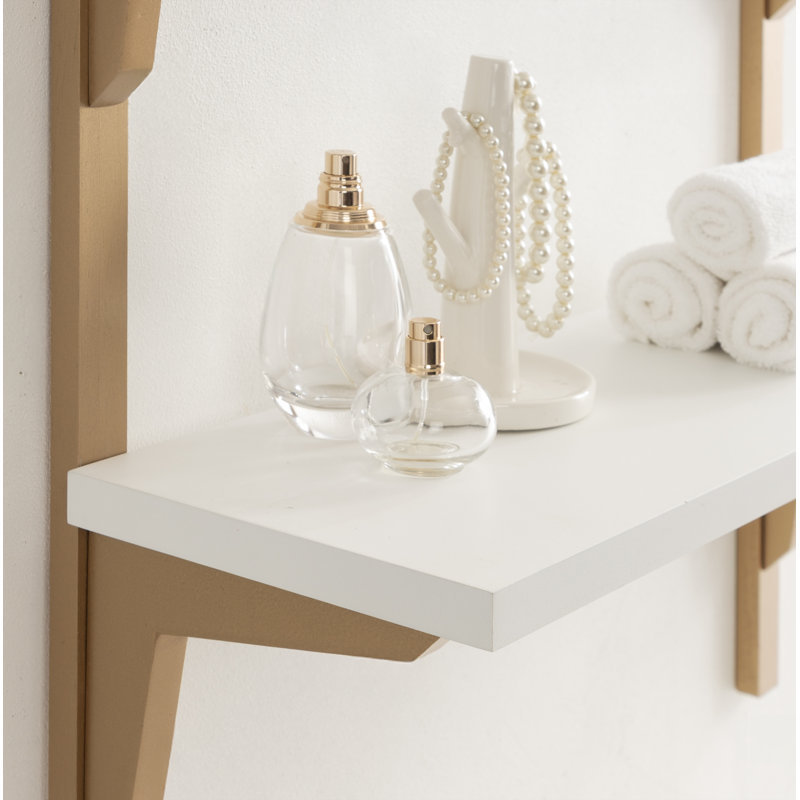 Tablette murale Baez, Blanc / Doré