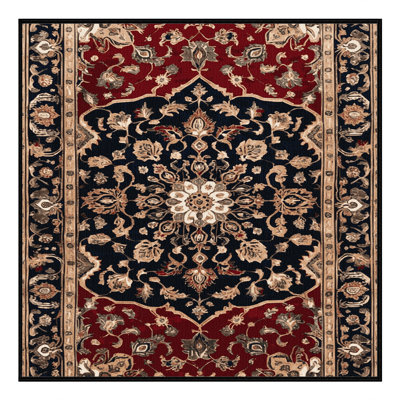 Machine Washable Persian Black Area Rug