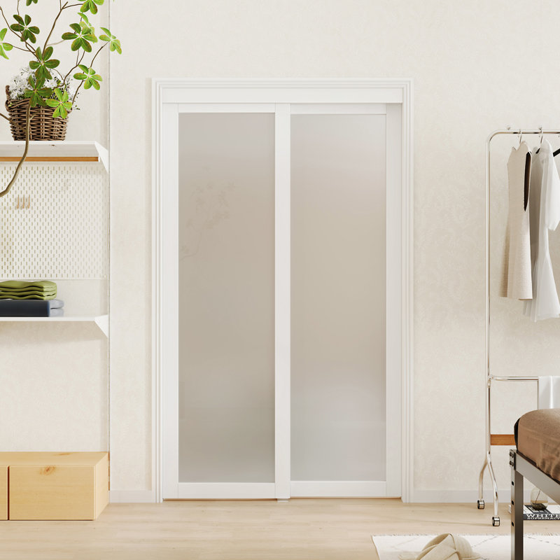 Portes de placard coulissantes en bois givré 1-Lite, 48 po x 80 po